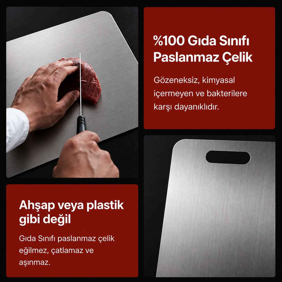 Stelion™ Paslanmaz Çelik Kesme Tahtası